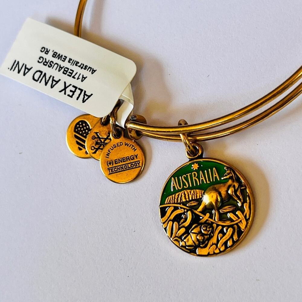ALEX + ANI Australia Charm Bangle Bracelet NEW Travel Kangaroo Reef Gift
